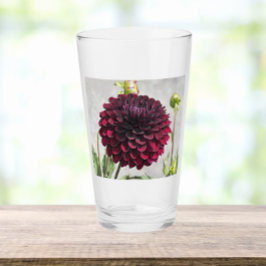 Mörk Red Dahlia Bloom Blommigt Drinking Glaskopp