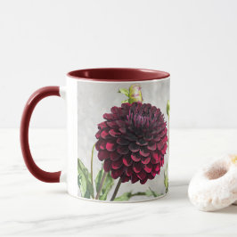 Mörk Red Dahlia Bloom Blommigt Mugg