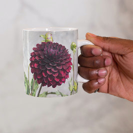 Mörk Red Dahlia Bloom Blommigt Mugg