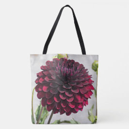 Mörk Red Dahlia Bloom Blommigt Tygkasse