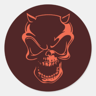 Mörk Red Demon Skull Runt Klistermärke