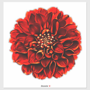Mörk Red Dinner Plate Dahlia Pinnata Flower Klistermärken