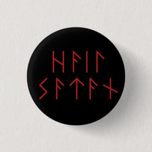 Mörk Red Elder Futhark Hail Satan Knapp