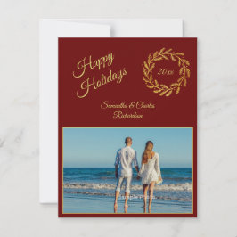 Mörk Red Elegant 1 Photo Personlig Julkort