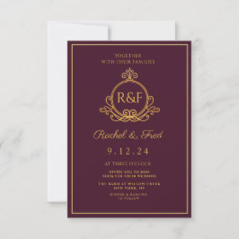 Mörk Red Elegant Golden Calligraphy Bröllop
