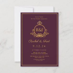 Mörk Red Elegant Golden Calligraphy Bröllop