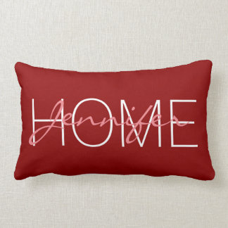 Mörk Red färg home monogram Lumbarkudde