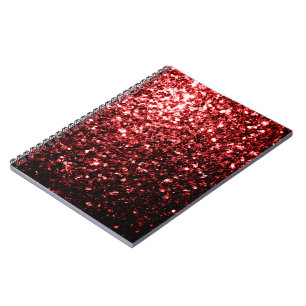 Mörk Red faux Glitter sparkles Glamor Anteckningsbok Med Spiral