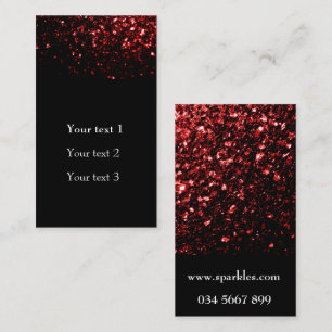 Mörk Red faux Glitter sparkles Glamor black Visitkort