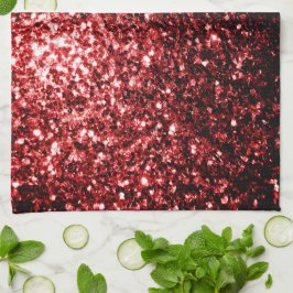 Mörk Red faux Glitter sparkles Glamor Kökshandduk
