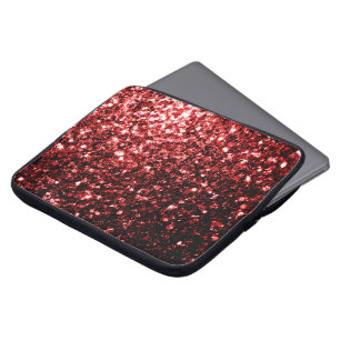 Mörk Red faux Glitter sparkles Glamor Laptop Sleeve