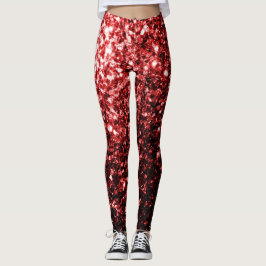 Mörk Red faux Glitter sparkles Glamor Leggings