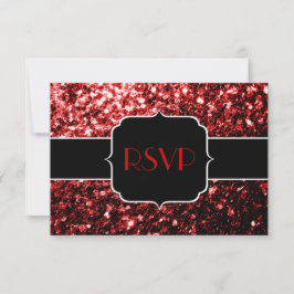 Mörk Red faux Glitter sparkles Glamor Sweet 16 OSA Kort