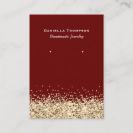 Mörk Red Faux Guld Glitter Juelry Earring Visning Visitkort