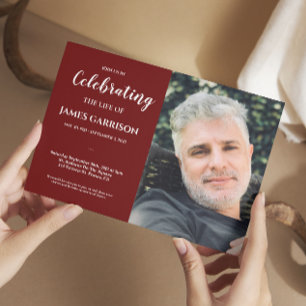 Mörk Red Firande med fotobegravning Inbjudningar