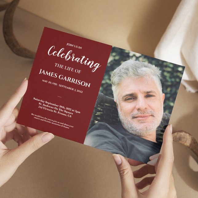 Mörk Red Firande med fotobegravning Inbjudningar (Skapare uppladdad)