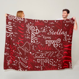 Mörk Red Fleece Blanket med Musik noter