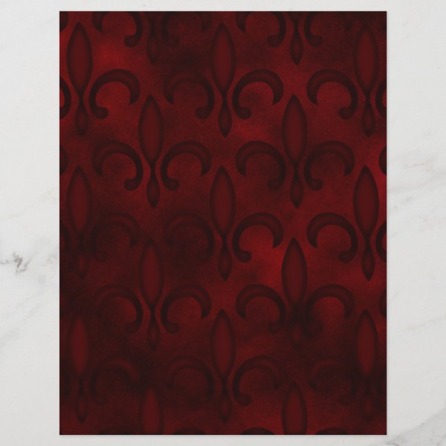 Mörk Red Fleur de Lis Scrapbook Papper (Framsida)