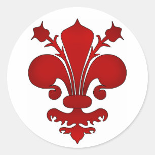 Mörk red fleur de lis symbol runt klistermärke
