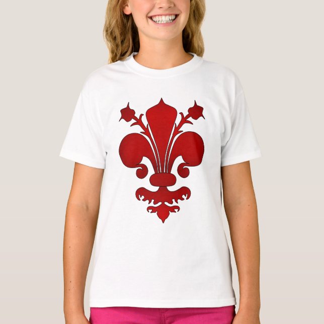 Mörk red fleur de lis symbol t shirt (Framsida)