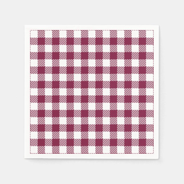 Mörk Red Gingham Play Mönster Pappersservett (Framsidan)