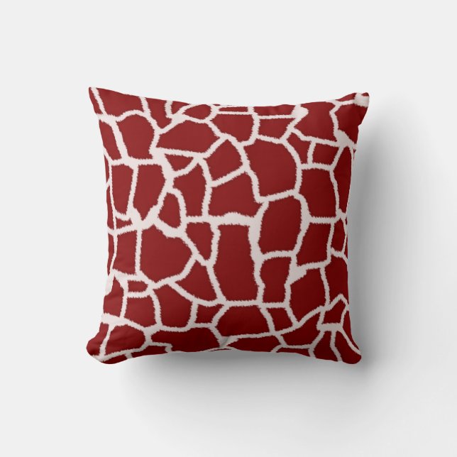 Mörk Red Giraffe Animal Print Kudde (Framsida)