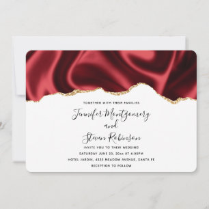 Mörk Red Glam Vågigt satatin Abstract Design Bröll Inbjudningar