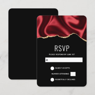 Mörk Red Glam Vågigt satatin Abstract Design Bröll OSA Kort