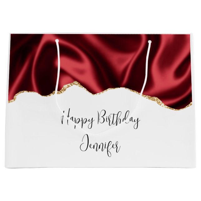 Mörk Red Glam Vågigt Satin Abstract Design Birthda (Framsidan)