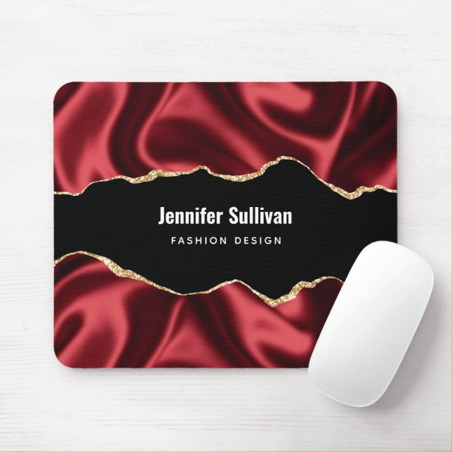 Mörk Red Glam Vågigt Satsen Abstract Design Musmatta (Med mus)