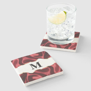 Mörk Red Glam Vågigt Satsen Abstract Design Stenunderlägg