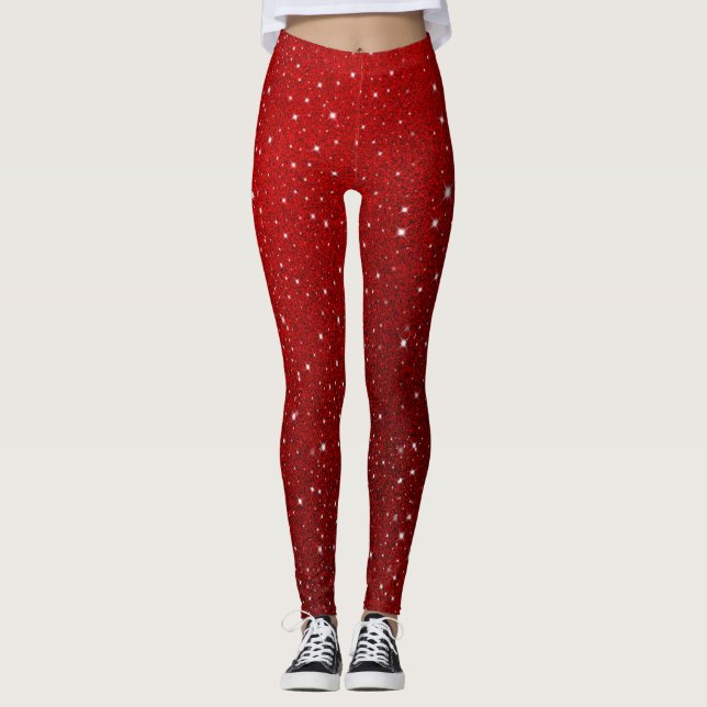 Mörk Red Glittering - vackra Trendiget Elegant Leggings (Framsida)