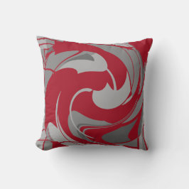 Mörk Red Grått Charcol Swirling Abstrakt Flower Kudde