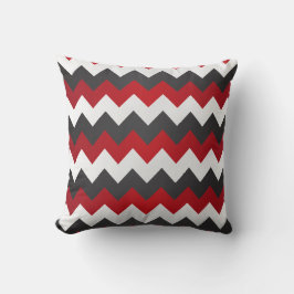 Mörk Red, Grått och White Chevron ZigZag Kudde