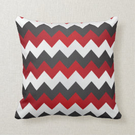 Mörk Red, Grått och White Chevron ZigZag Kudde