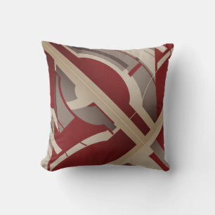 Mörk Red Grått Taupe Bold Diagonal Abstrakt Art Kudde