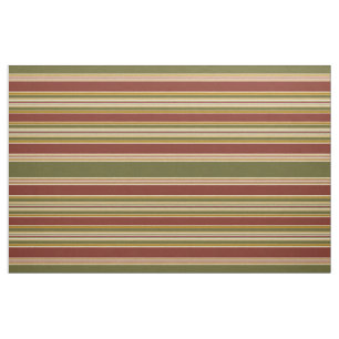 Mörk Red Grönt Ivory Ochre Gult Rand Mönster Tyg