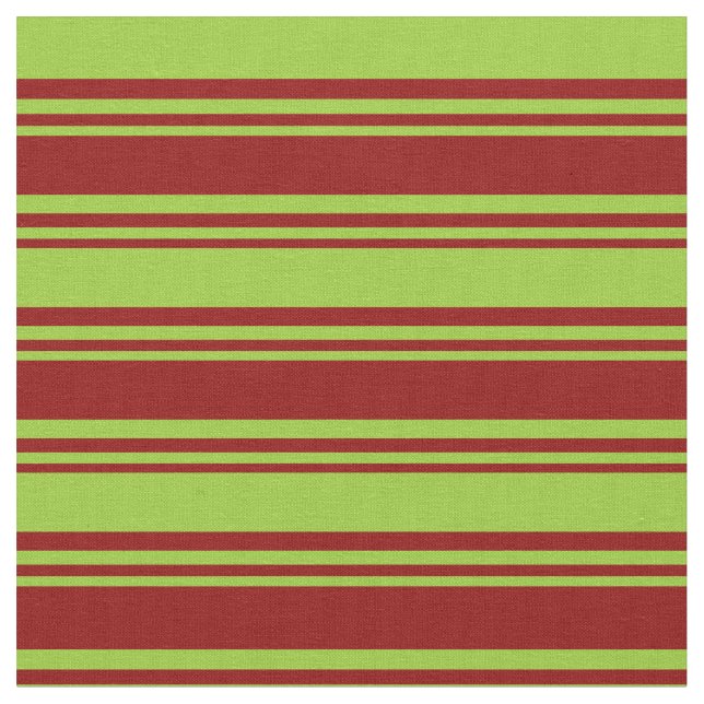 Mörk Red & Grönt Stripe/Led Mönster Tyg (Närbild)