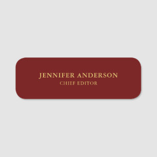 Mörk Red & Guld Färg Professionell Modern Plain Namnbricka