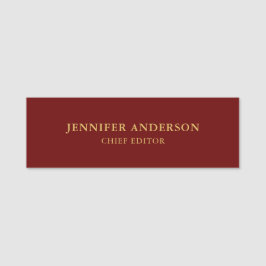 Mörk Red & Guld Färg Professionell Modern Plain Namnbricka