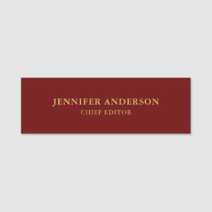 Mörk Red & Guld Färg Professionell Modern Plain Namnbricka