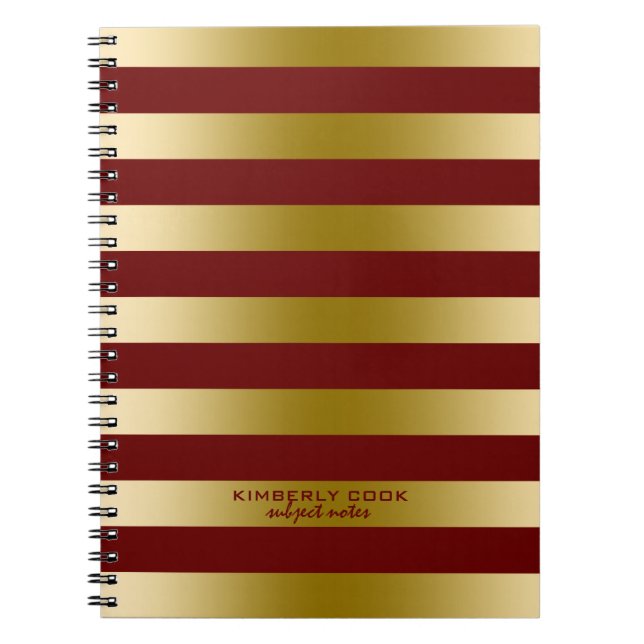 Mörk Red & Guld Rand Mönster Anteckningsbok (Framsidan)
