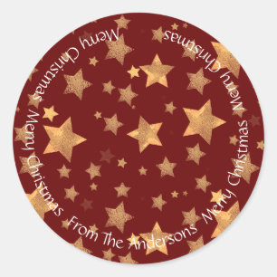 Mörk Red Guld Star Unik Vintage God jul Runt Klistermärke