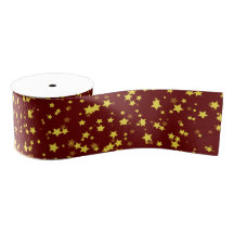 Mörk Red Guld Stars jul Satin Ribbon