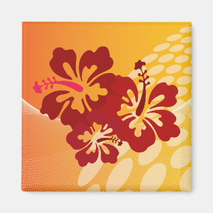 Mörk Red Hibiscus Design Magnet