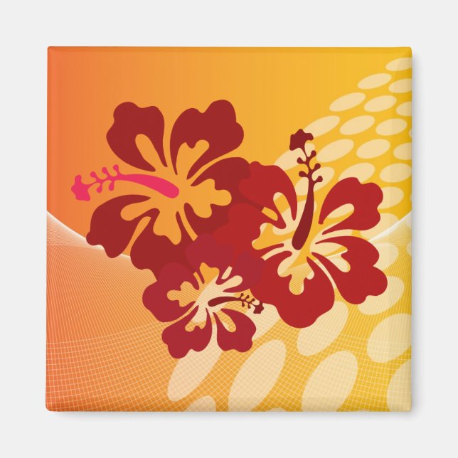 Mörk Red Hibiscus Design Magnet (Framsidan)