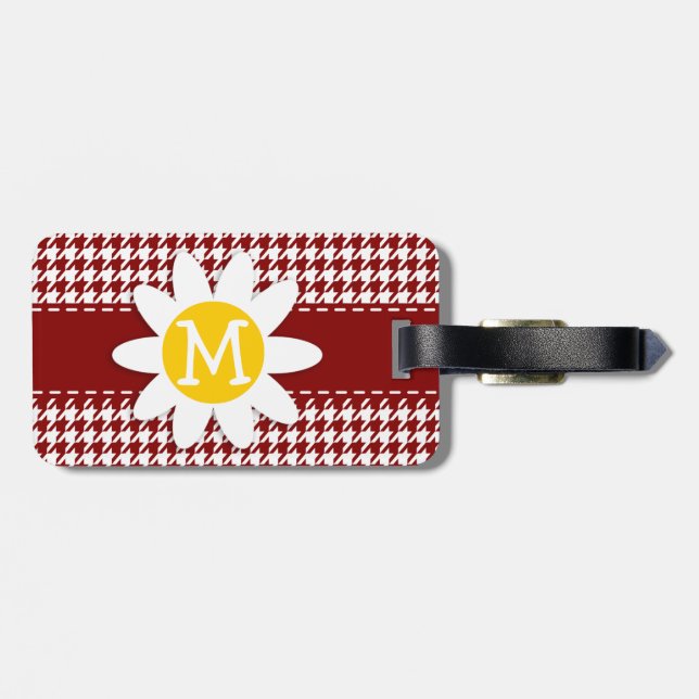 Mörk Red Houndstooth; Daisy Bagagebricka (Baksida Vågrät)