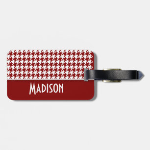 Mörk Red Houndstooth; Personlig Bagagebricka