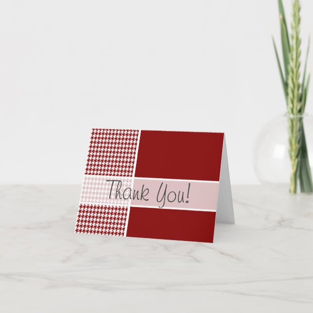 Mörk Red Houndstooth; Personlig Tack Kort (Framsida)