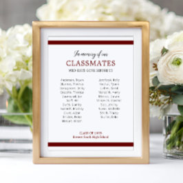 Mörk Red in minne of Classmates Memorial Poster